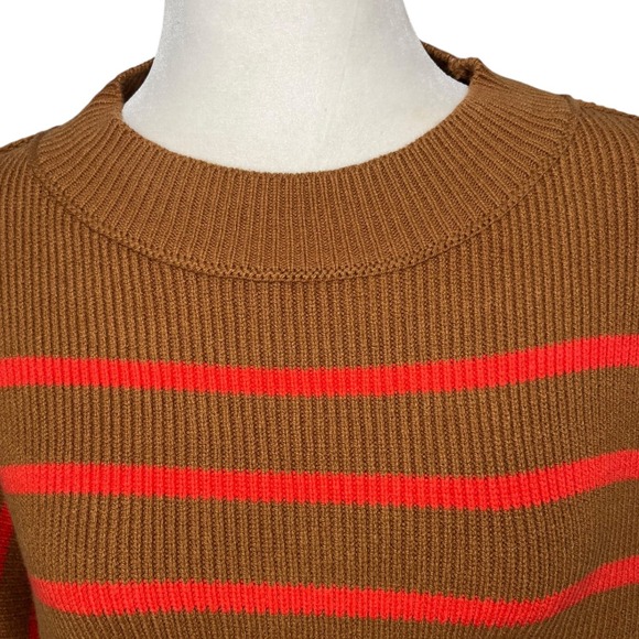 NWOT‎ FREE PEOPLE Striped Easy Street Cropped Sweater BrownOrange Women's Small - Picture 6 of 10